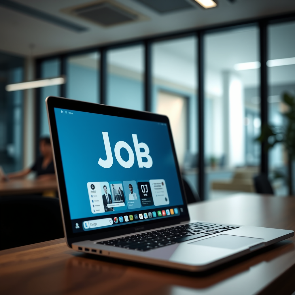 Laptop displaying online work opportunities